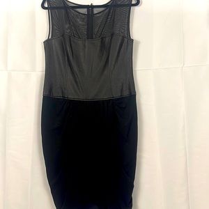 BCBGMAXAZRIA Dress w/leather-like corset detail